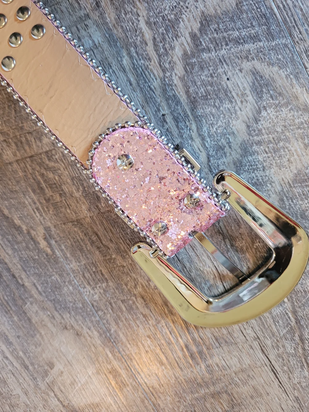 Pink Silver Rhinestone Studded Fashion Belt Western Cowgirl Waist 31-36